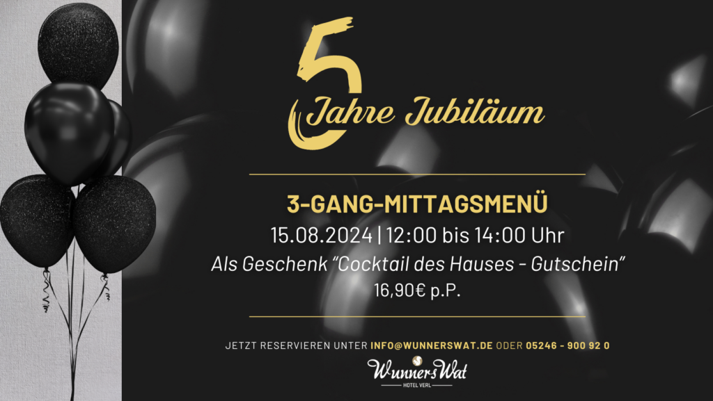 5-jähriges Jubiläum Hotel WunnersWat in Verl